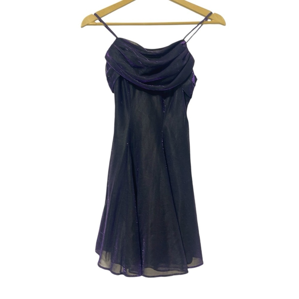 Vintage All That Jazz‎ Black Purple Metallic Whimsigoth Witchy Mini Dress 3/4